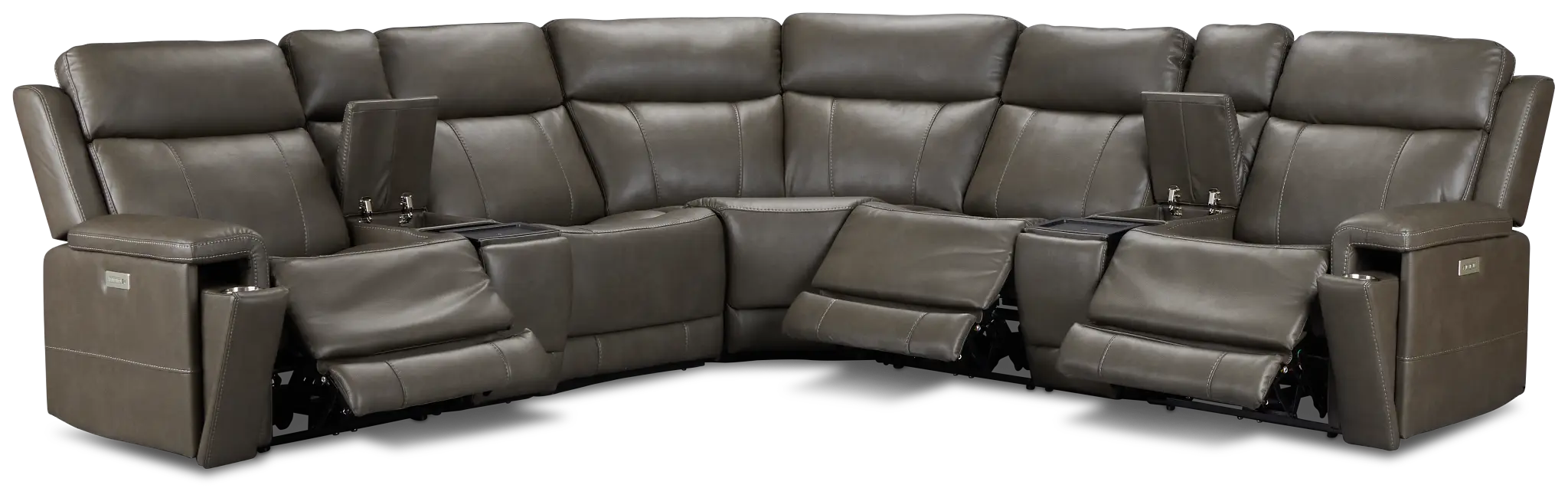 Jayden Gray Micro Large Triple Power Reclining Two-arm Sectional Jayden Gray Micro Large Triple Power Reclining Two-arm Sectional