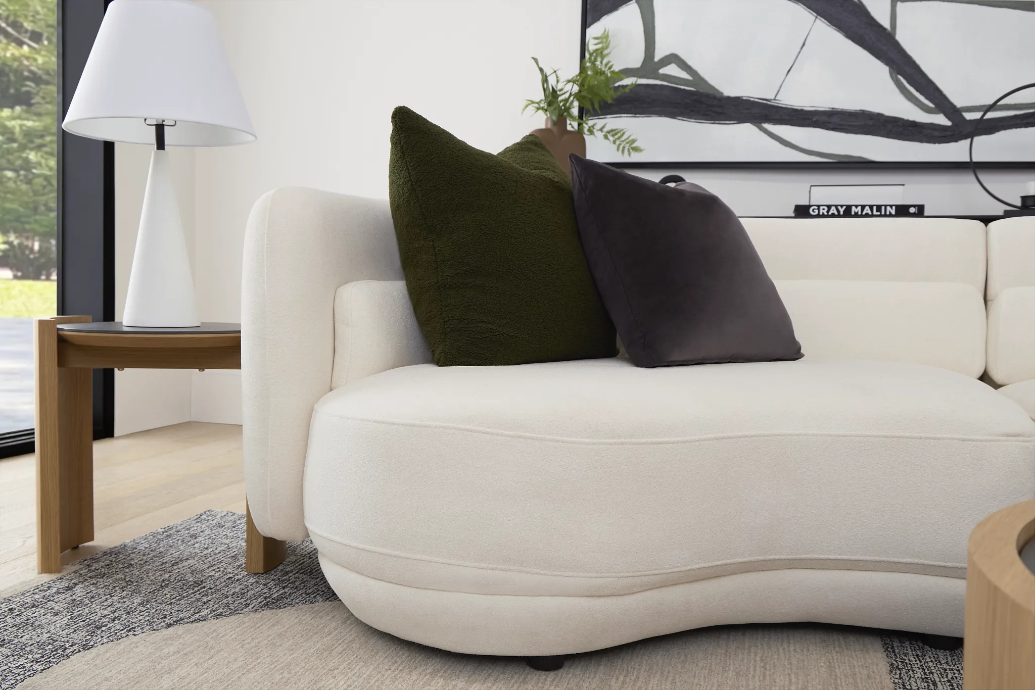 Presley White Fabric 3-piece Modular Sectional