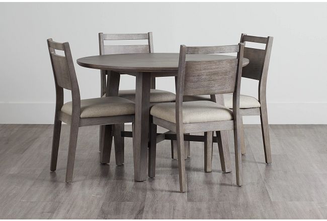 Rockville Light Tone Round Table & 4 Upholstered Chairs