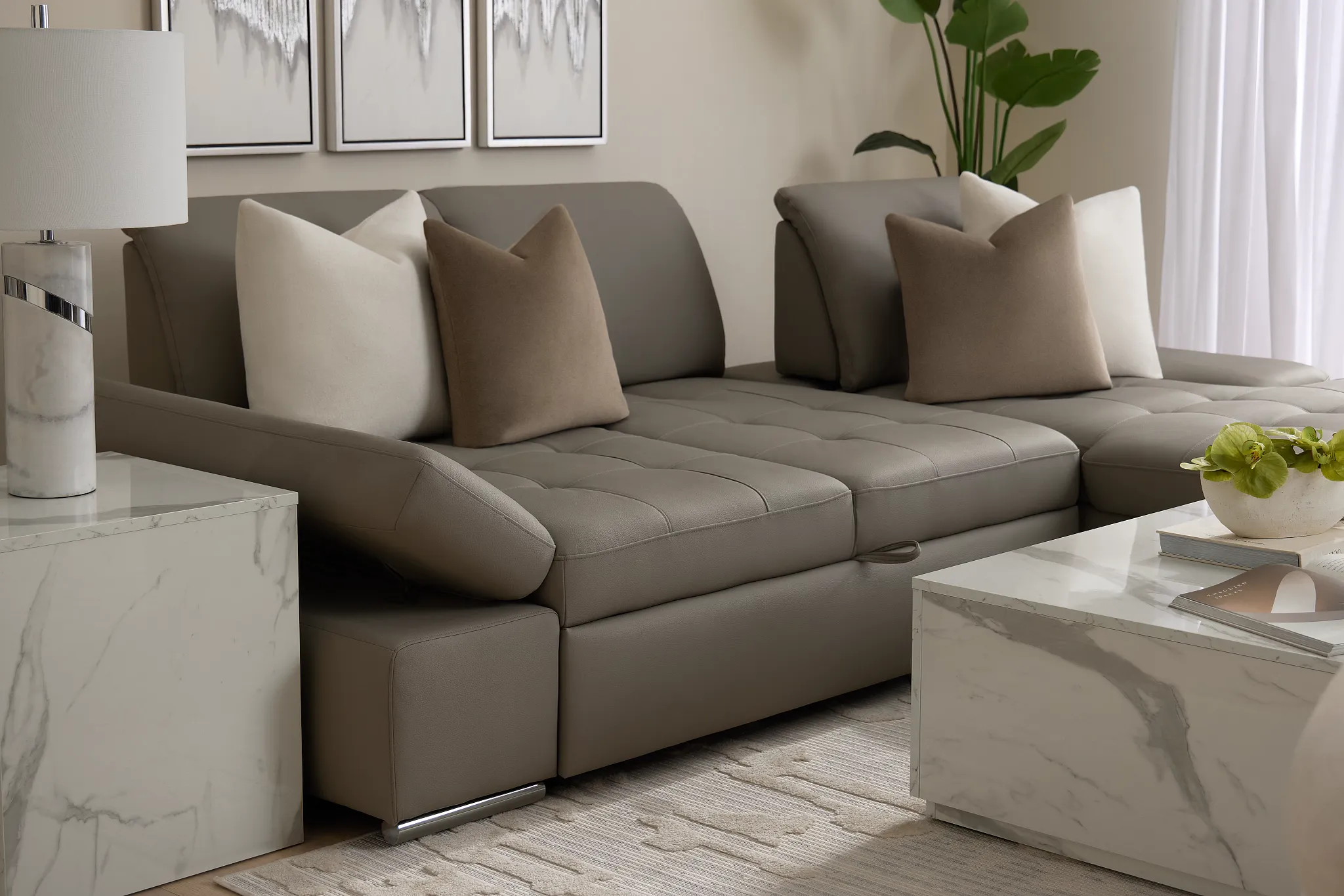 Eden Gray Micro Right Chaise Sleeper Sectional