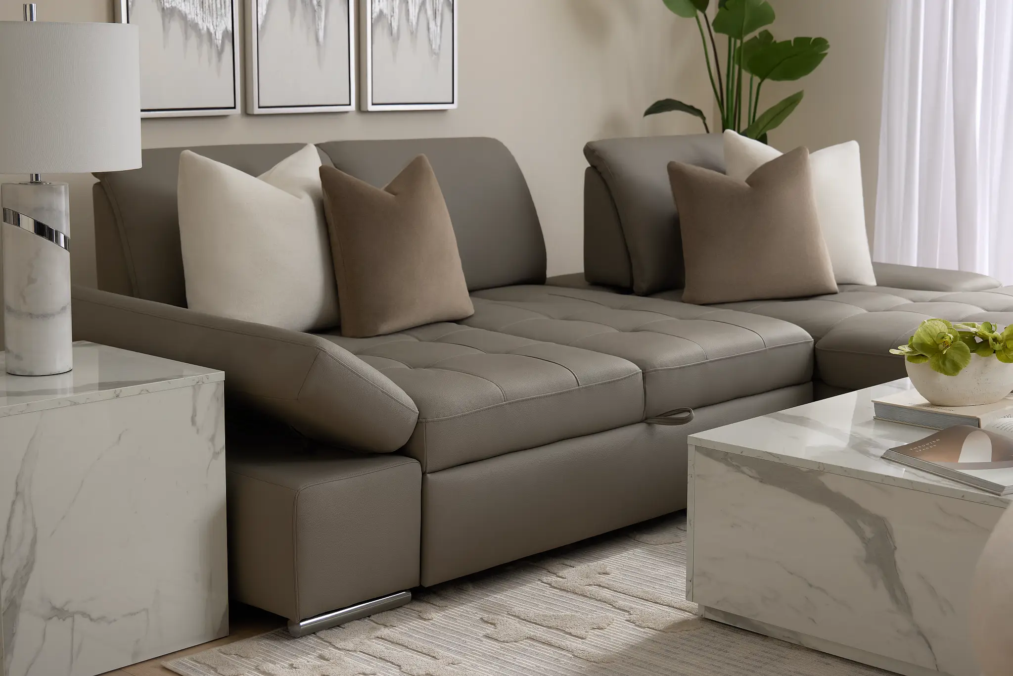Eden Gray Micro Right Chaise Sleeper Sectional Eden Gray Micro Right Chaise Sleeper Sectional