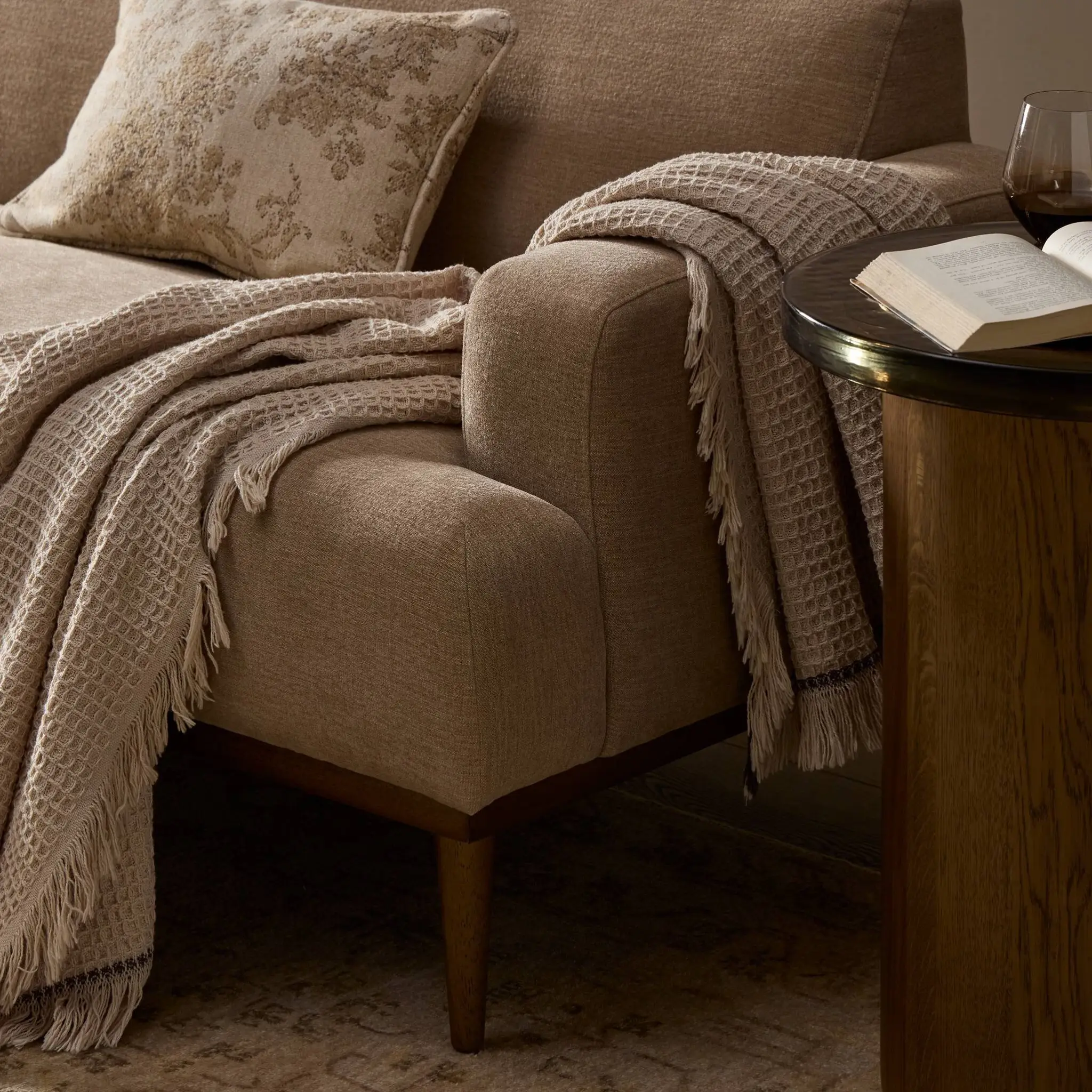 Four Hands Saro Beige Fabric Sofa Four Hands Saro Beige Fabric Sofa