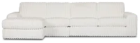Teddy White Fabric Small Left Chaise Sectional