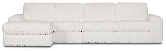 Teddy White Fabric Small Left Chaise Sectional