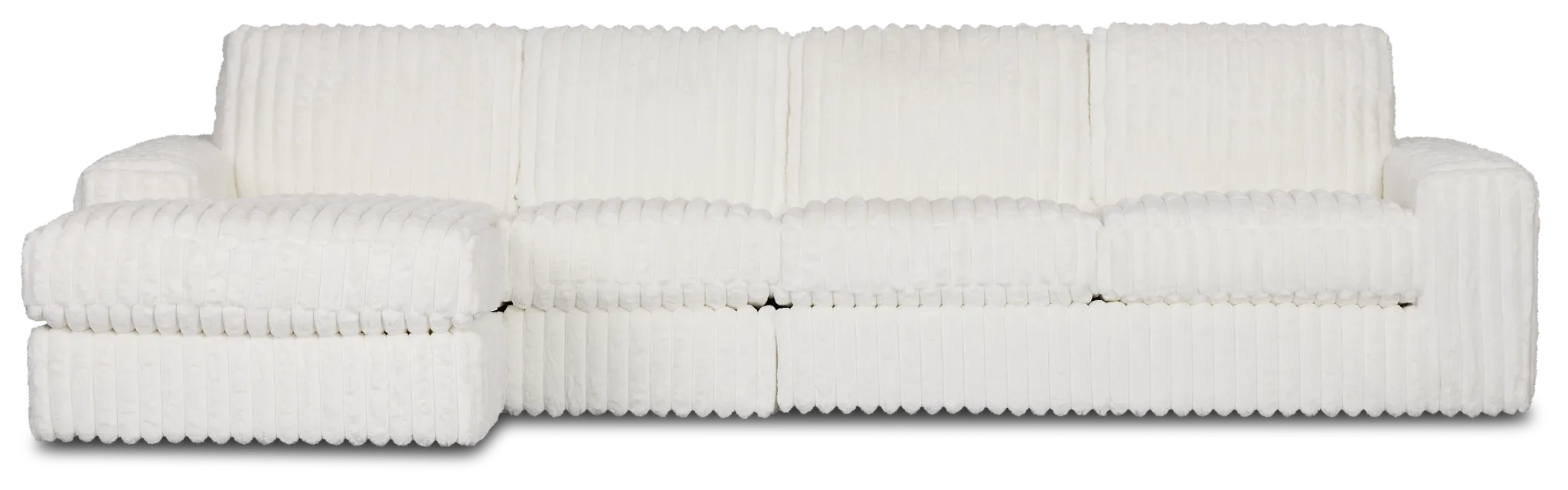 Teddy White Fabric Small Left Chaise Sectional