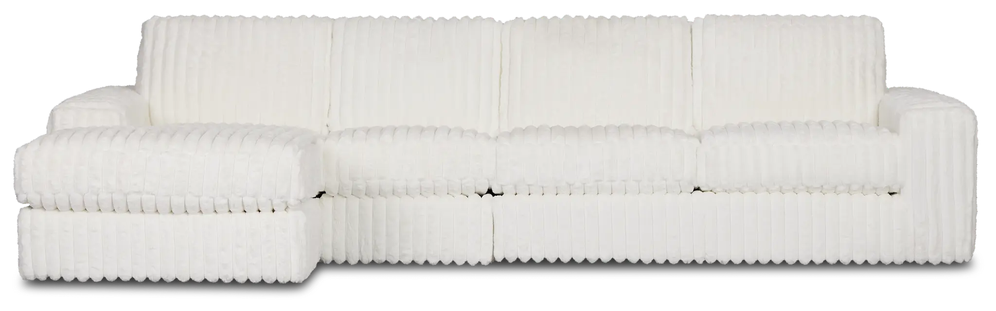 Teddy White Fabric Small Left Chaise Sectional Teddy White Fabric Small Left Chaise Sectional