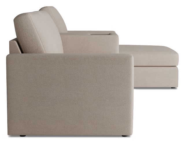 Citymod Beige Fabric Small Right Chaise Sectional With Media Console