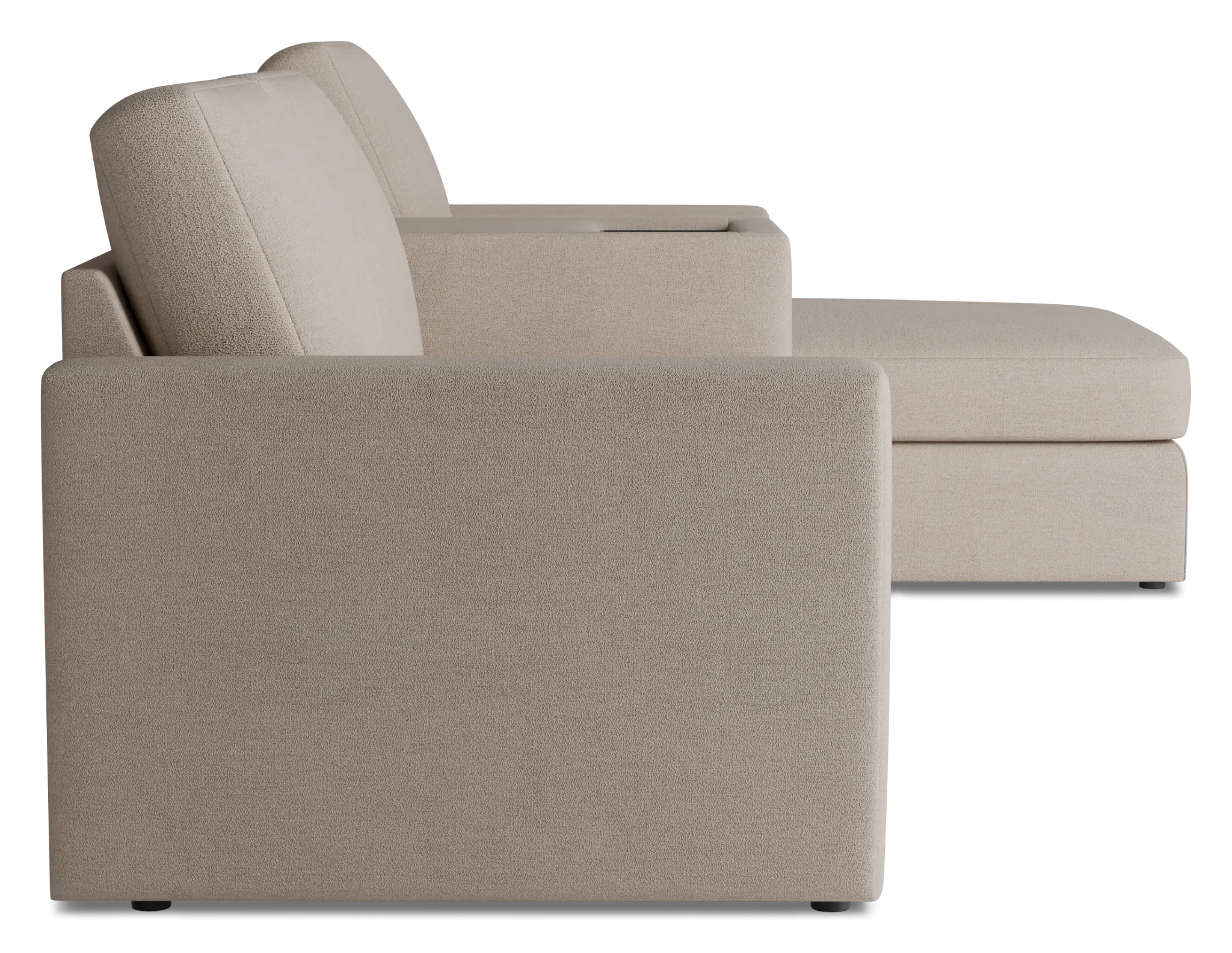 Citymod Beige Fabric Small Right Chaise Sectional With Media Console