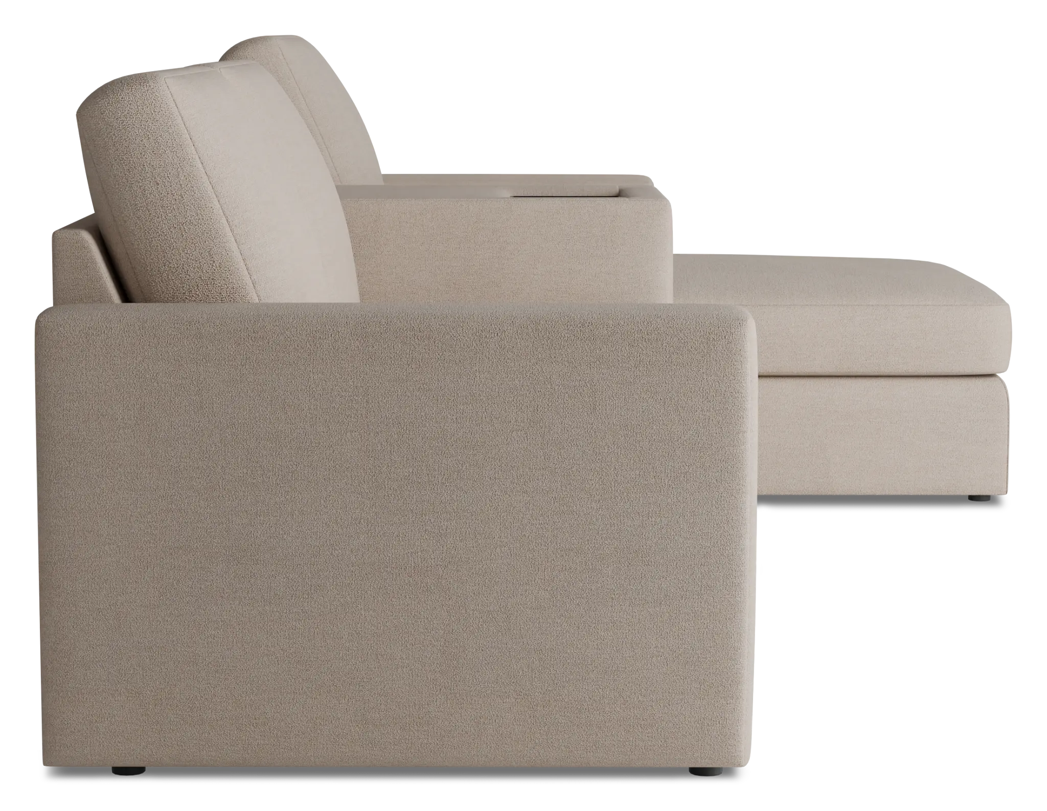 Citymod Beige Fabric Small Right Chaise Sectional With Media Console Citymod Beige Fabric Small Right Chaise Sectional With Media Console