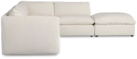 Serena White Fabric 5-piece Left Facing Bumper Sectional