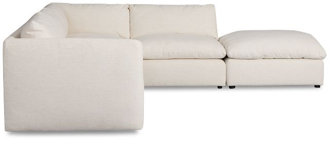 Serena White Fabric 5-piece Left Facing Bumper Sectional