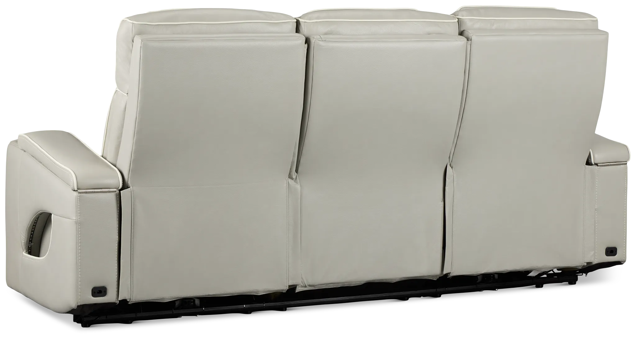 Nova Light Gray Lthr/vinyl Power Reclining Sofa W/ Massage