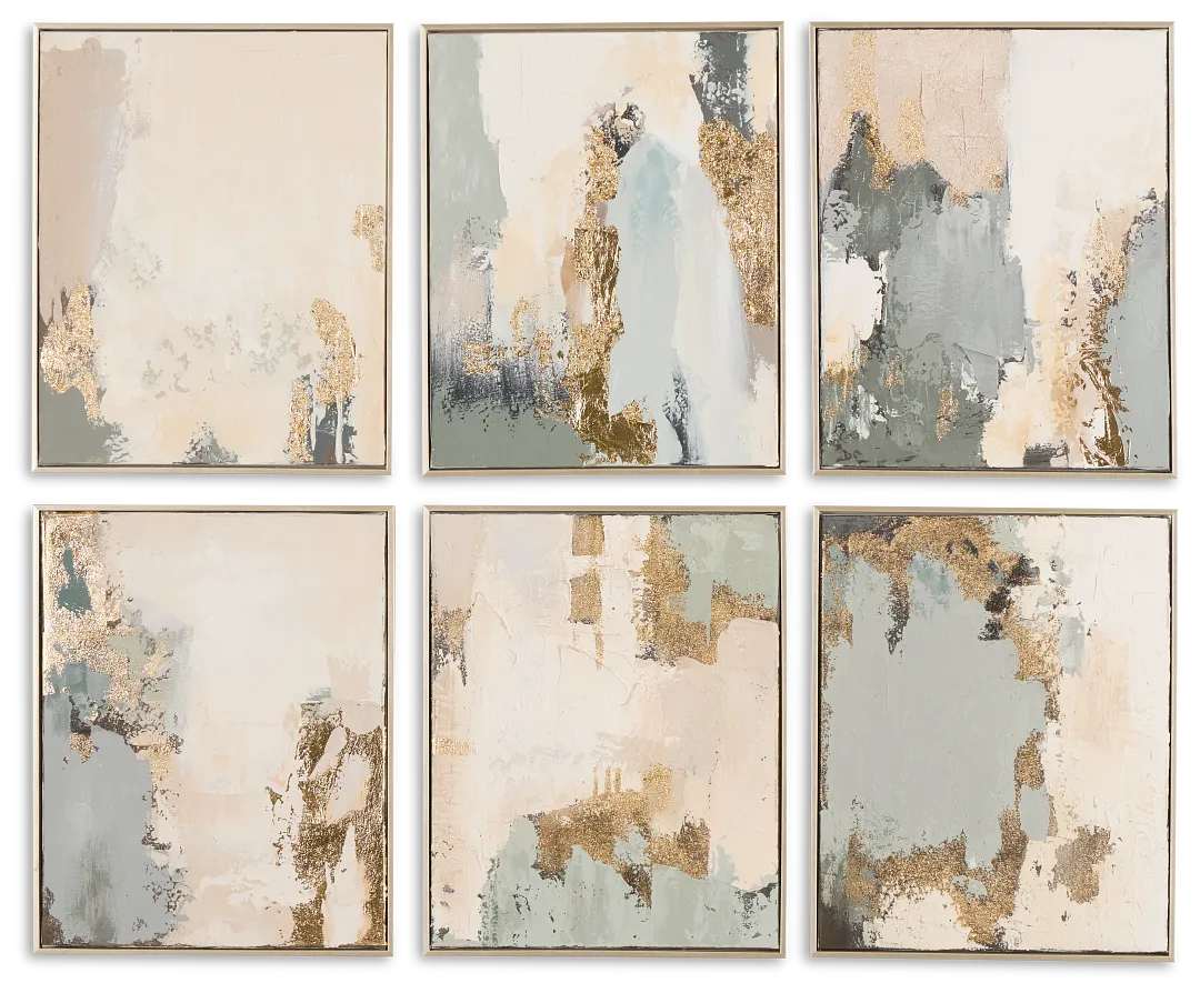 Azarmuth Light Beige Set Of 6 Canvas Wall Art