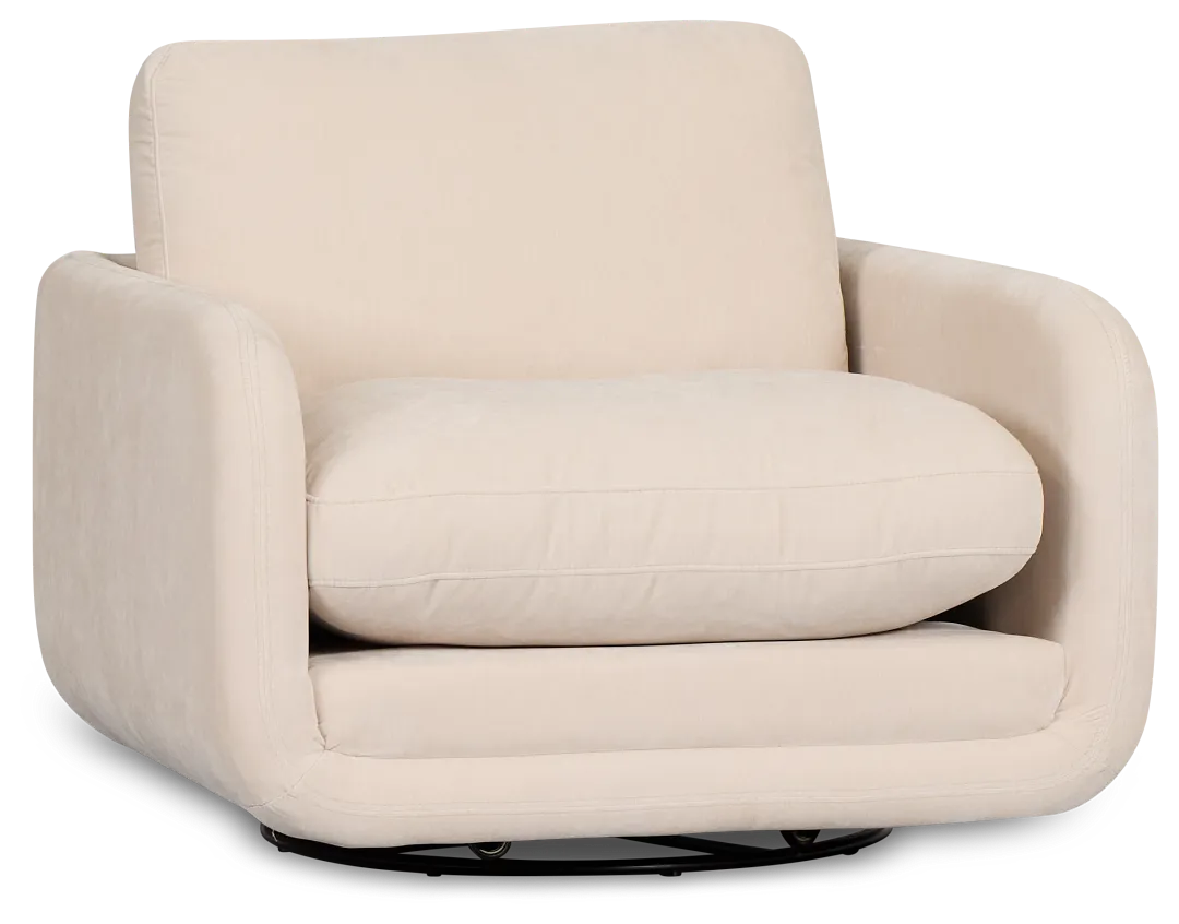 Jules Ivory Velvet Swivel Chair