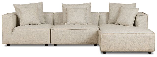 Tatum Beige Fabric 4-Piece Bumper Sectional Sofa