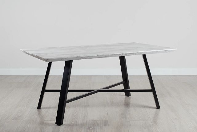 Capri White 70" Rectangular Table With Black Legs