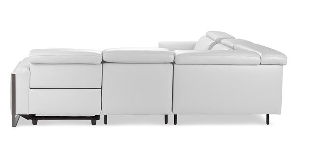 Atlas White Lthr/vinyl Medium Dual Power Left Chaise Sectional