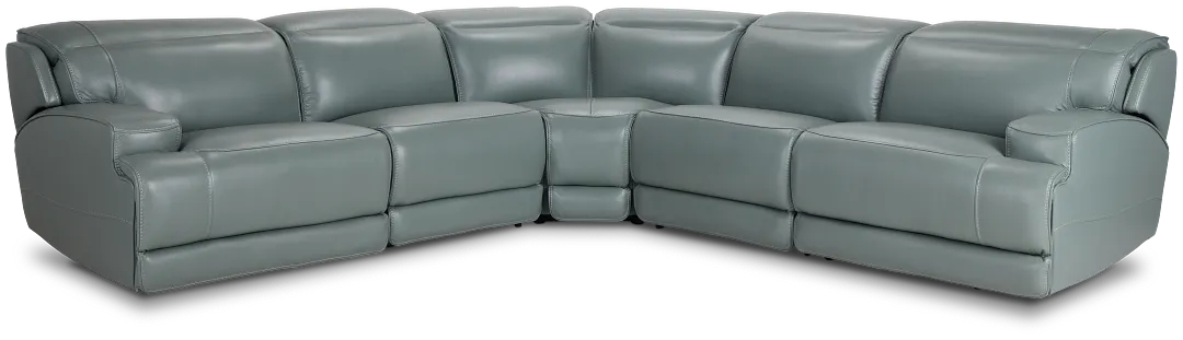 Reign Green Lthr/vinyl Small Two-arm Power Reclining Sectional