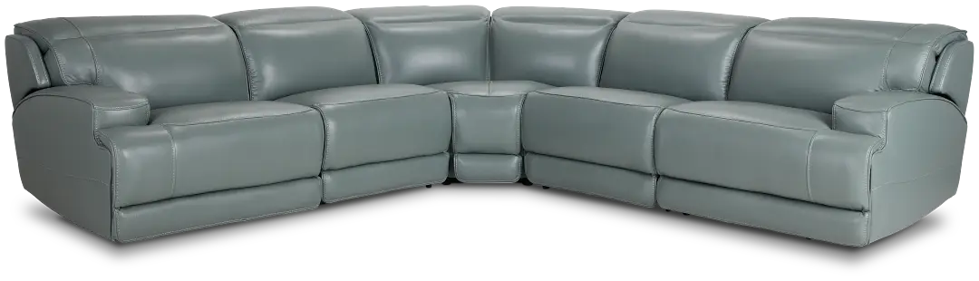 Reign Green Lthr/vinyl Small Two-arm Power Reclining Sectional Reign Green Lthr/vinyl Small Two-arm Power Reclining Sectional