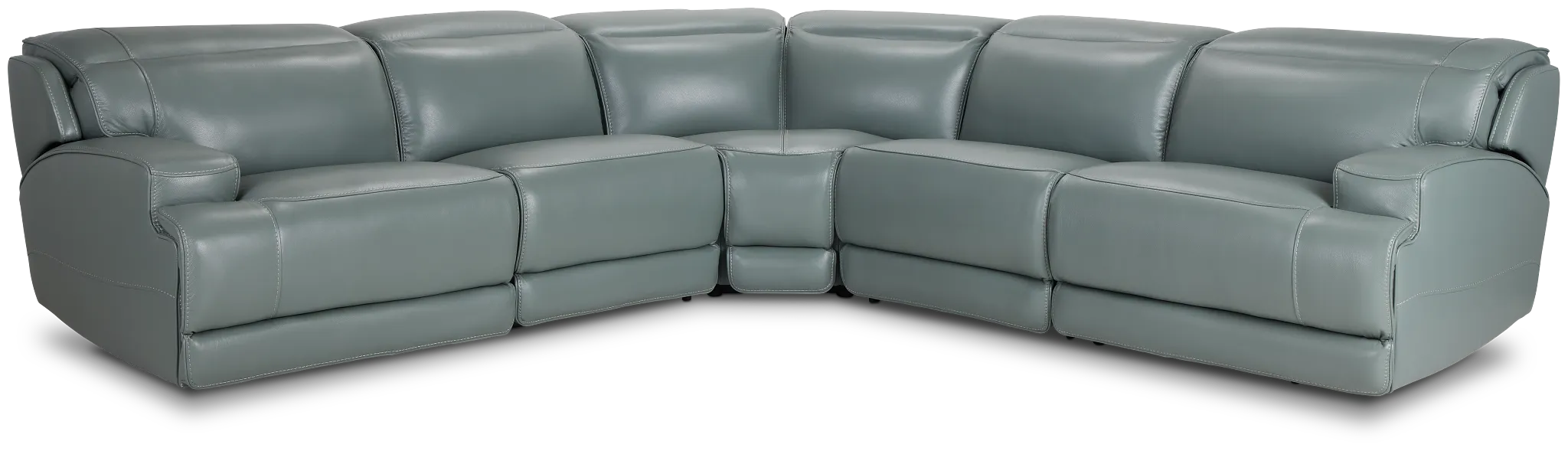 Reign Green Lthr/vinyl Small Two-arm Power Reclining Sectional