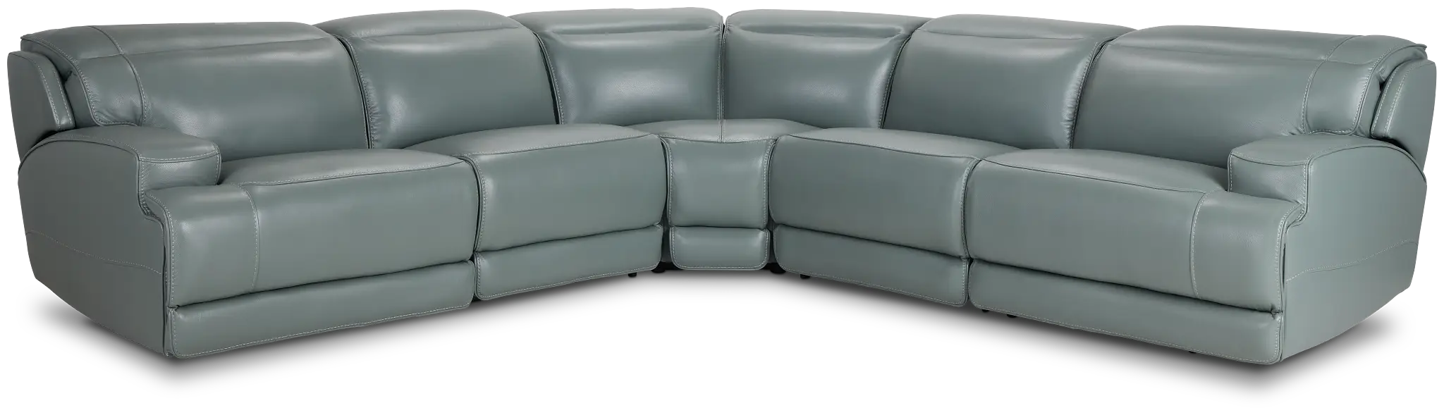 Reign Green Lthr/vinyl Small Two-arm Power Reclining Sectional Reign Green Lthr/vinyl Small Two-arm Power Reclining Sectional