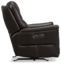 Archie Dark Brown Lthr/vinyl Power Recliner With Heat And Massage