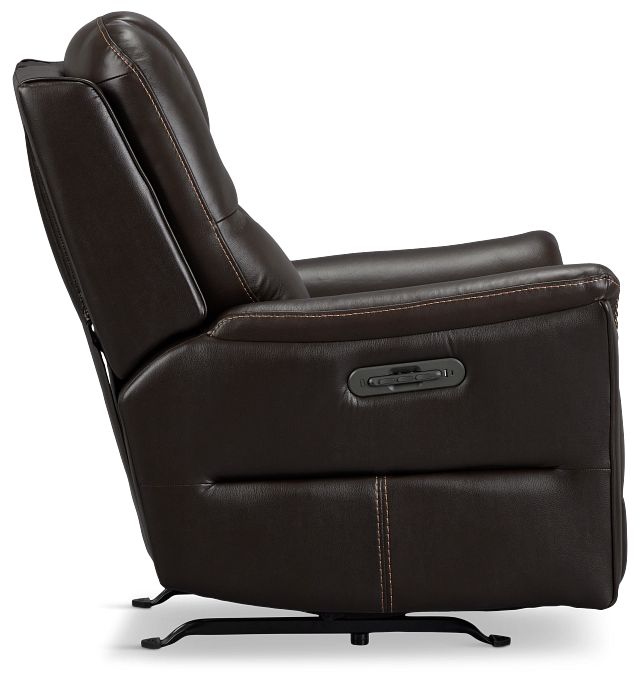 Archie Dark Brown Lthr/vinyl Power Recliner With Heat And Massage
