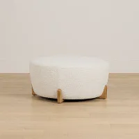 Lilah White Round Accent Ottoman