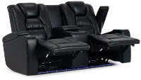 Troy Black Micro Power Reclining Console Loveseat