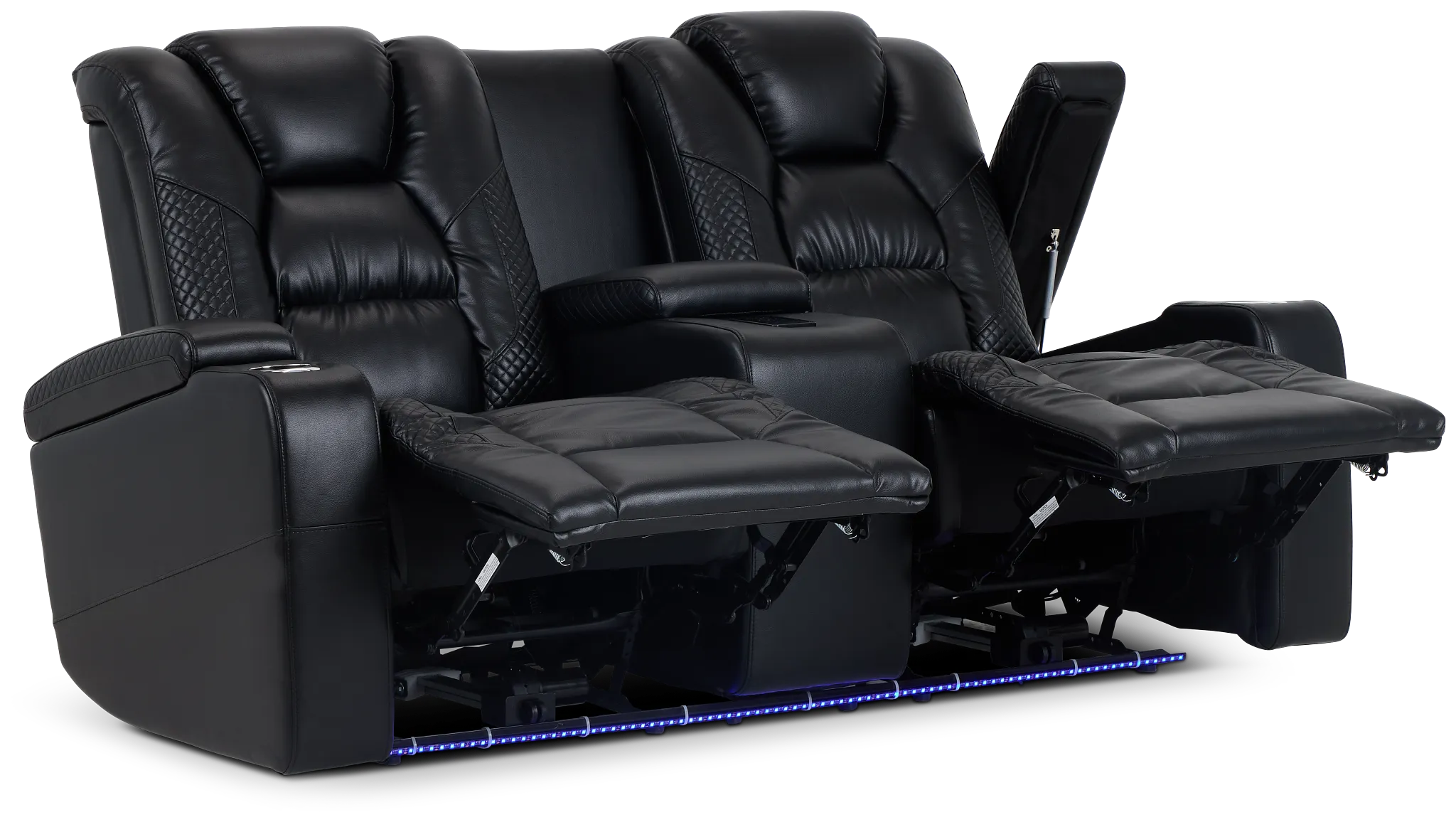 Troy Black Micro Power Reclining Console Loveseat