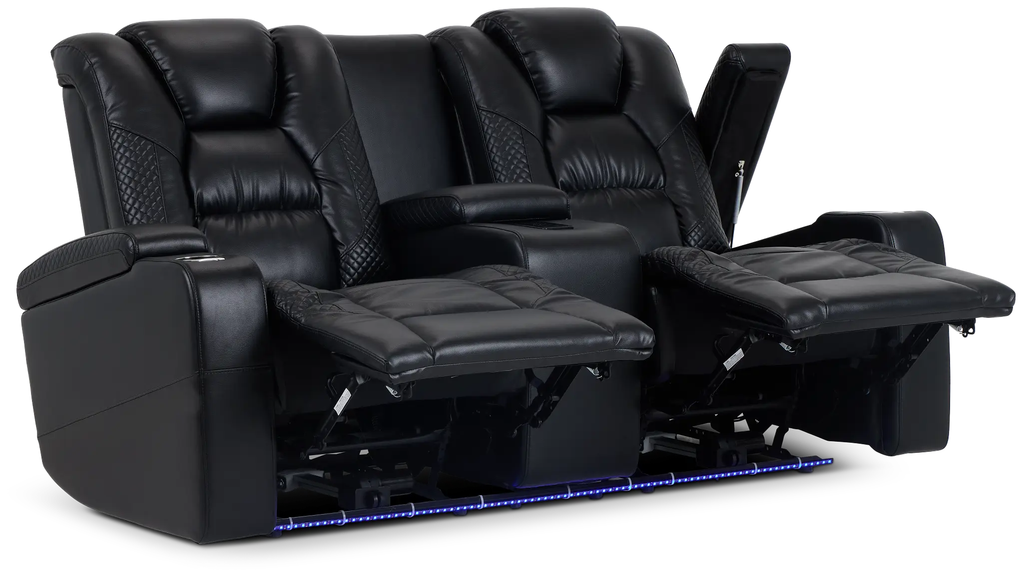 Troy Black Micro Power Reclining Console Loveseat Troy Black Micro Power Reclining Console Loveseat