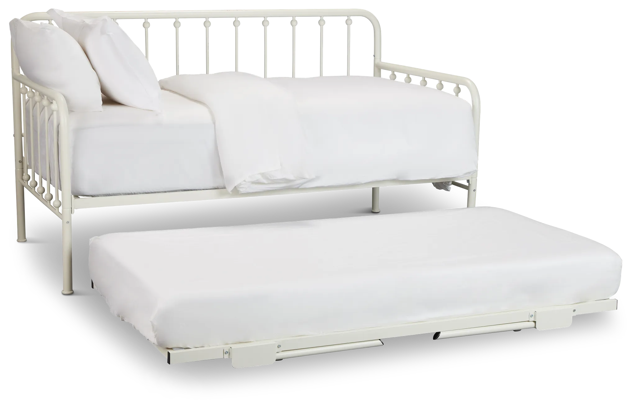 Rory White Metal Trundle Daybed