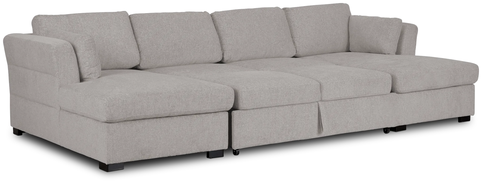 Amber Light Gray Fabric Double Chaise Sleeper Storage Sectional