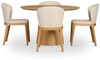 Nomad Light Tone 47" Round Table &4 Light Beige Chairs W/light Tone Leg