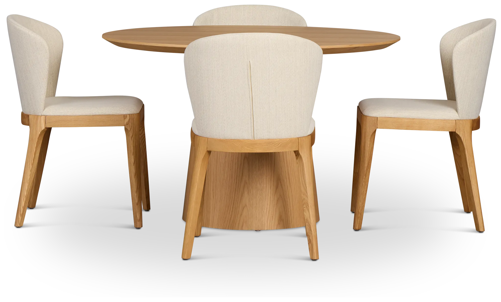 Nomad Light Tone 47" Round Table &4 Light Beige Chairs W/light Tone Leg