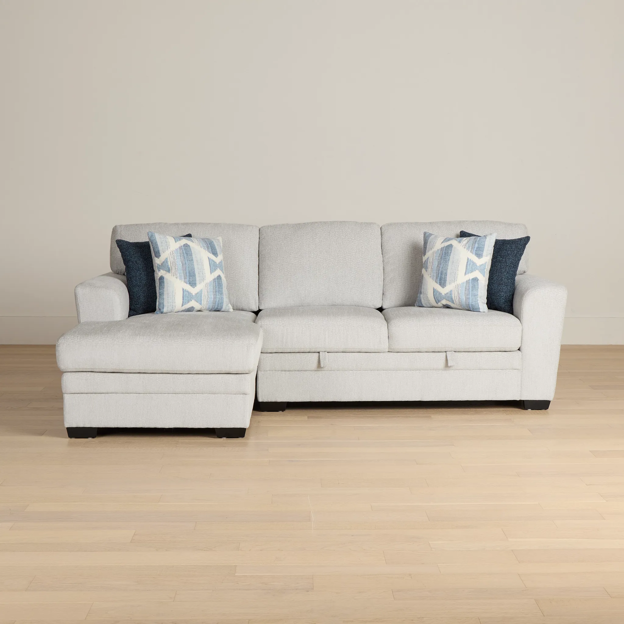 Everly Gray Fabric Left Chaise Storage Sectional