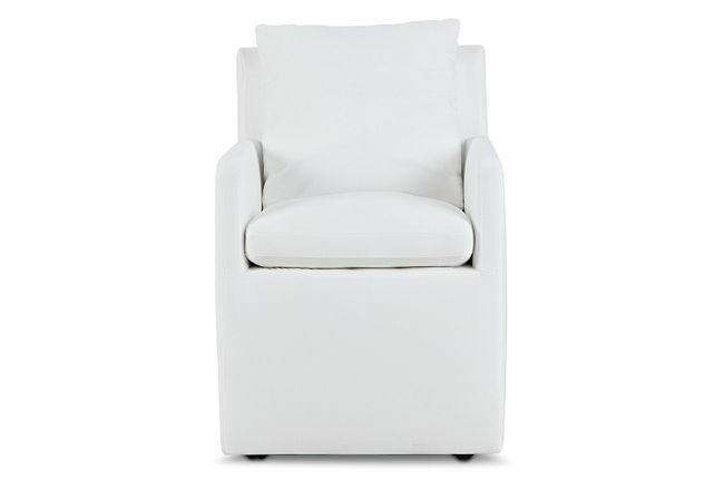 Auden White Castored Upholstered Arm Chair