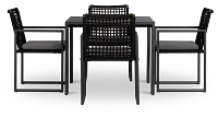 Sunrise Dark Gray 35" Square Table & 4 Aluminum Arm Chairs