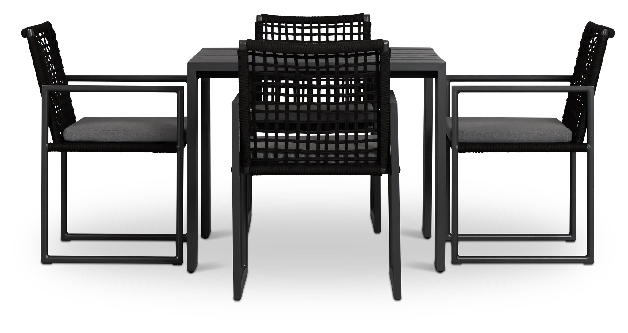 Sunrise Dark Gray 35" Square Table & 4 Aluminum Arm Chairs Sunrise Dark Gray 35" Square Table & 4 Aluminum Arm Chairs