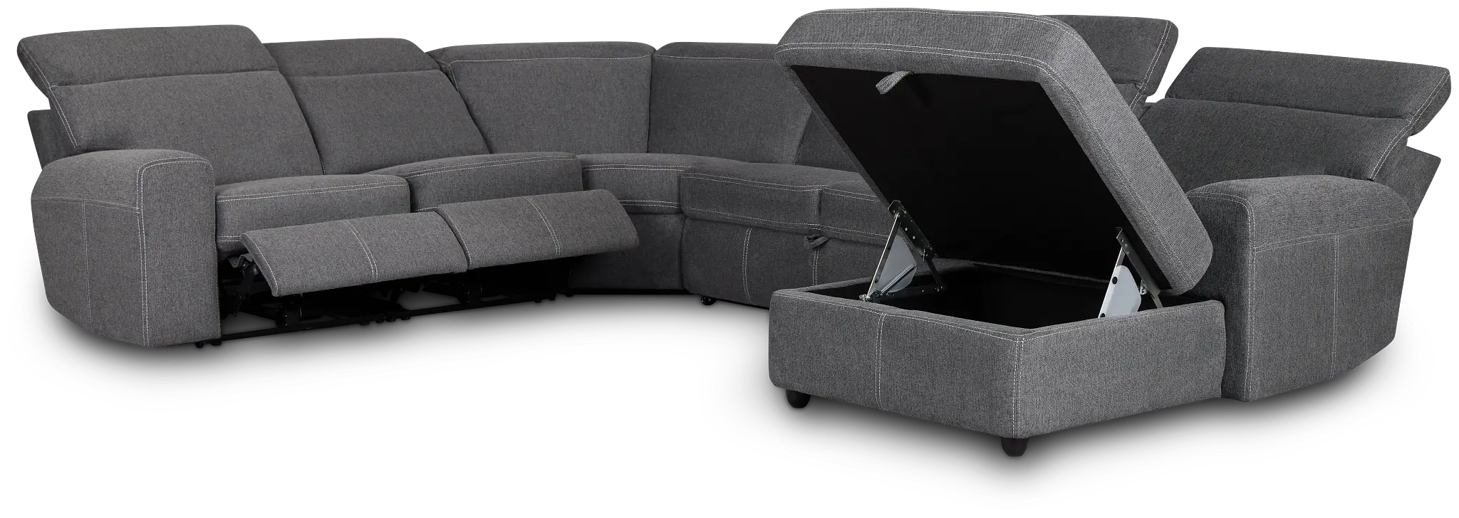 Callum Dark Gray Storage Small Right Dual Power Chaise Sleeper Sectional Callum Dark Gray Storage Small Right Dual Power Chaise Sleeper Sectional