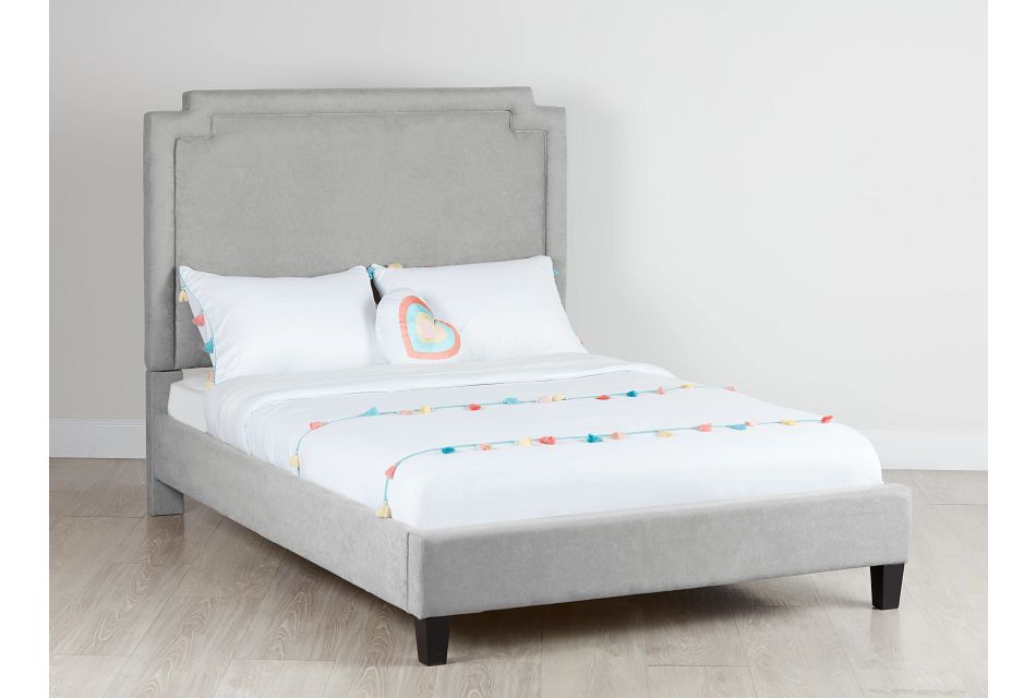 Whitney Light Gray Uph Platform Bed