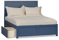 Charleston Dark Blue Panel Bed With 2 Storage Drawers