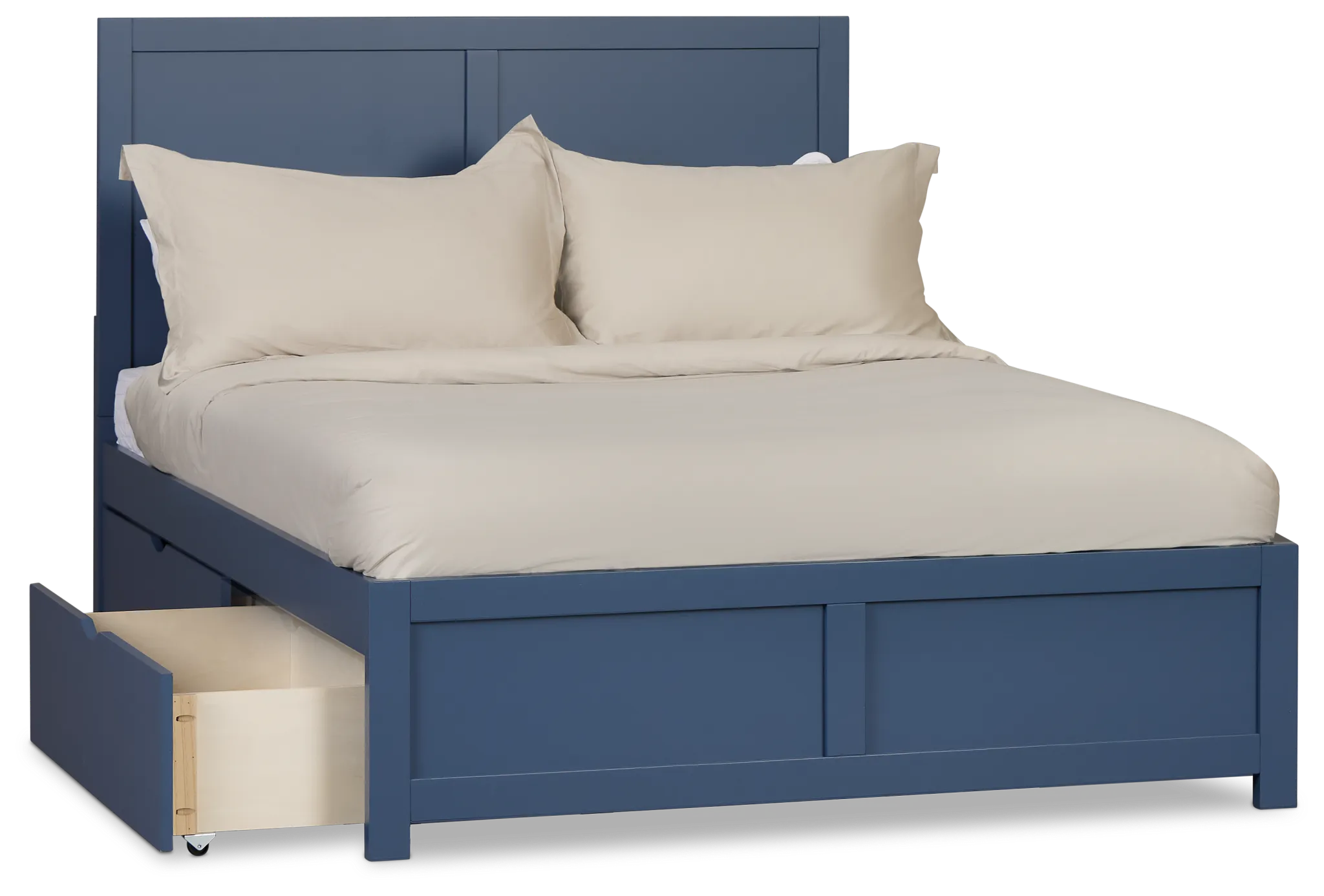 Charleston Dark Blue Panel Bed With 2 Storage Drawers