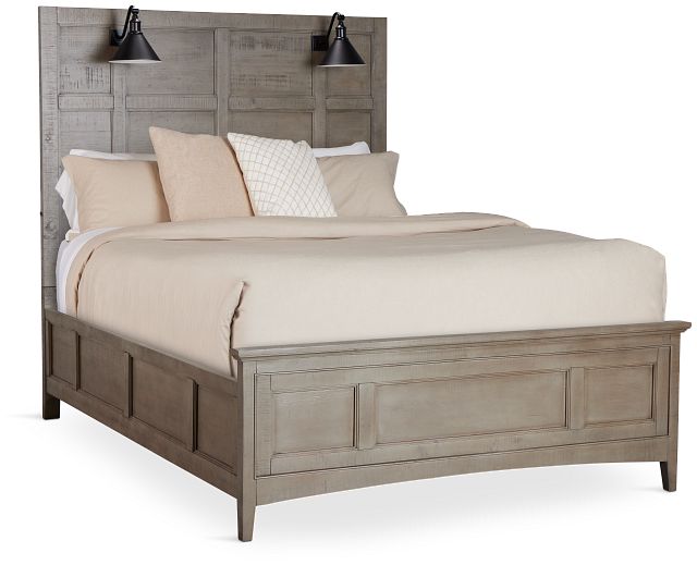 Heron Cove Light Tone Panel Bed With Lights