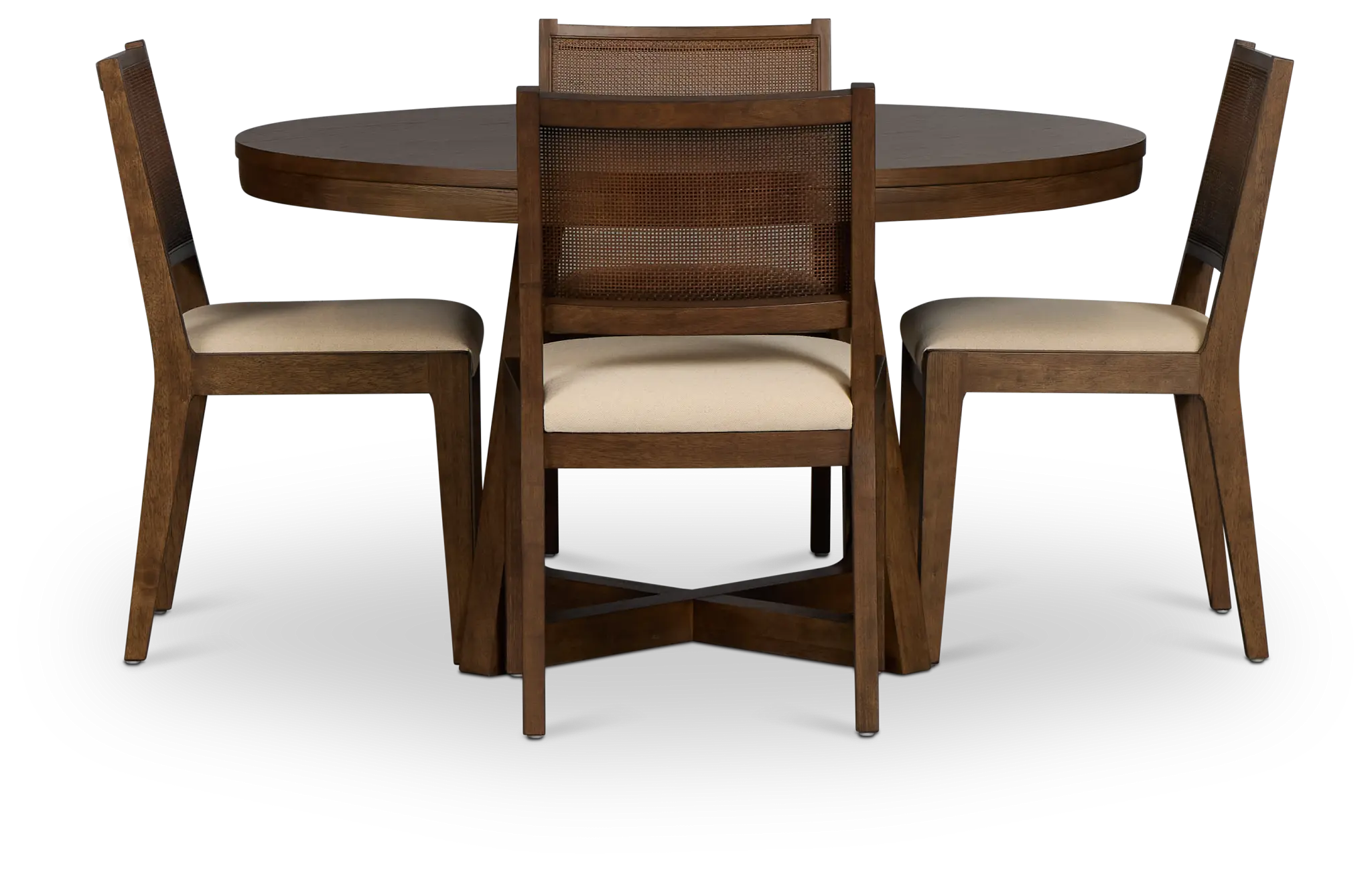 Pacific Mid Tone Round Table & 4 Upholstered Chairs Pacific Mid Tone Round Table & 4 Upholstered Chairs