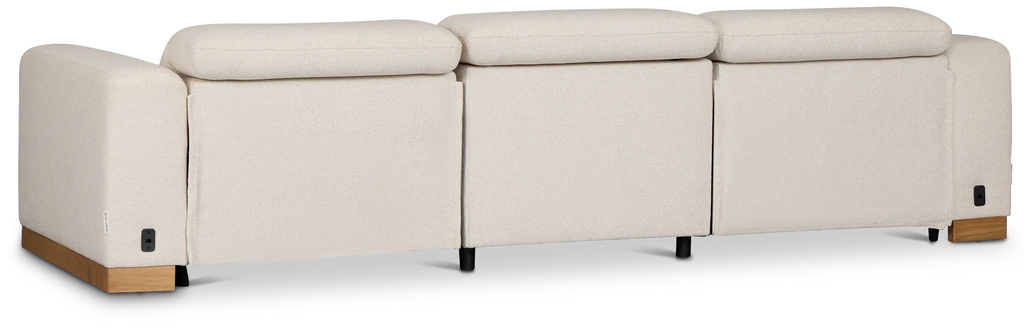 Leona Light Beige Fabric 3-piece Modular Power Sofa