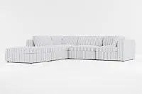 Destin Sea Lane Dark Blue Fabric 5pc Bumper Sectional