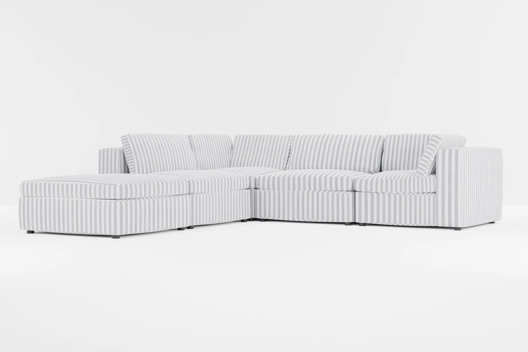 Destin Sea Lane Dark Blue Fabric 5pc Bumper Sectional