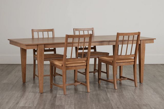 Provo Mid Tone Rect Table & 4 Woven Chairs