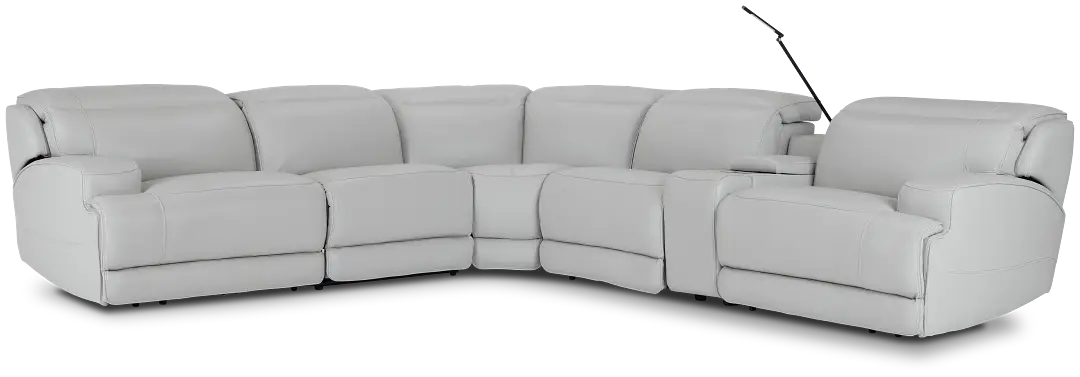 Reign Gray Lthr/vinyl Medium Triple Power 2-arm Sectional Reign Gray Lthr/vinyl Medium Triple Power 2-arm Sectional